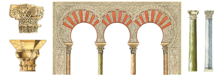 Art du califat islamique espagnol. Arches, chapiteaux et colonnes